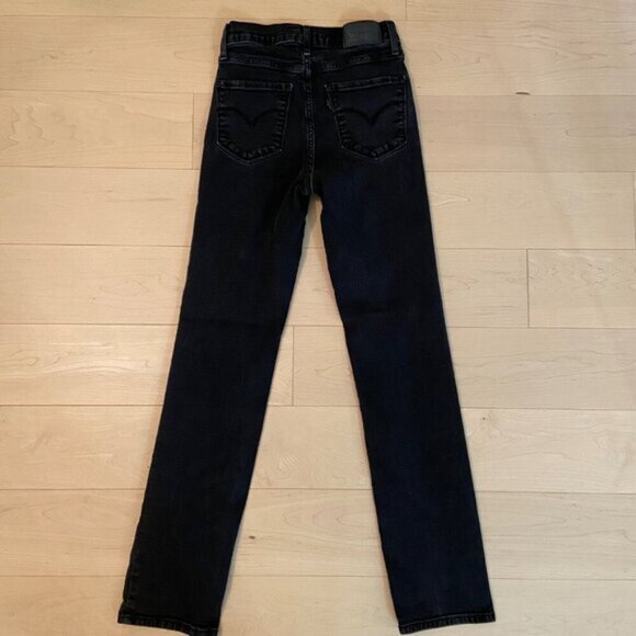 Levis 724 High Rise Straight Jeans Size 25 Black flattering stretch Denim Womens - Picture 2 of 11